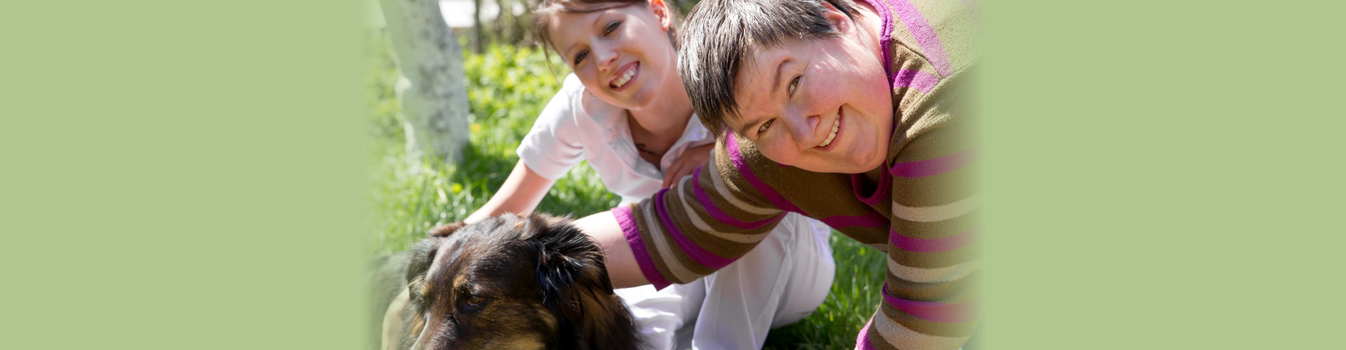 special woman playing with dog